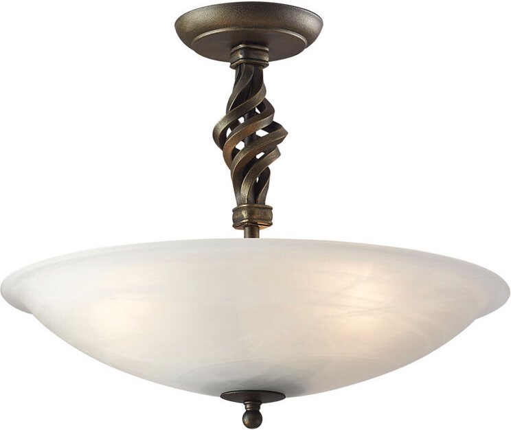 Elstead - Pembroke - 3 Light Semi Flush Deckenleuchte Schwarz, Gold, E14