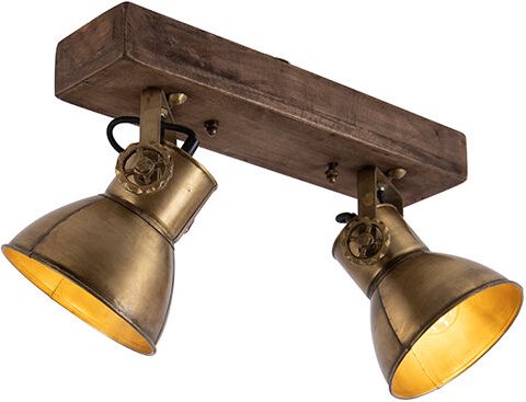 Deckenleuchte Bronze 2-Lichter mit Holz - Mangos