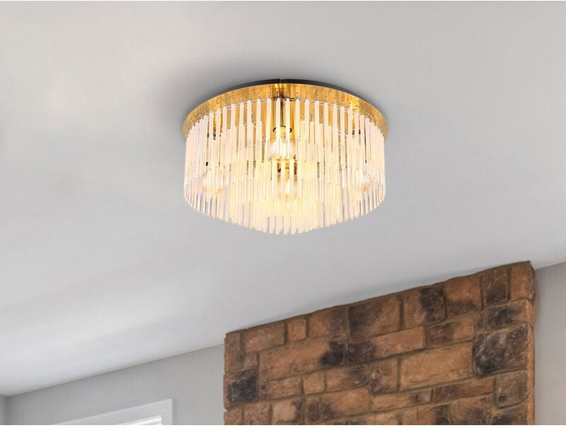 Große led Deckenleuchte mit transparenten Echtglas Stäben, ø 50cm