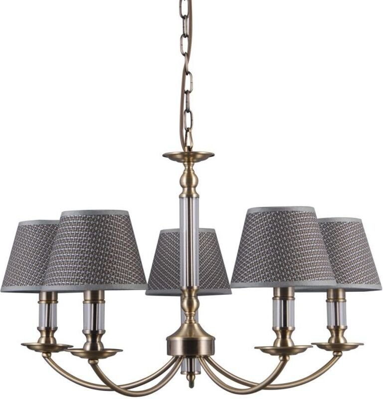 Zanobi - Klassischer hängender Anhänger Antikbronze 5 Licht mit Grauton, E14 - Italux