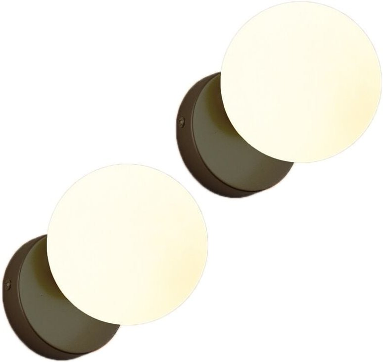 2 Stück Moderne Wandleuchte Innen Kugel Wandlampe mit Glaskugel Lampenschirm Ø15CM Wandbeleuchtung E27 Cremeweiß + Schwa...