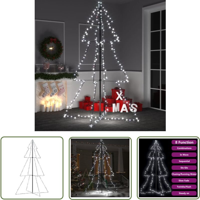 The Living Store - Weihnachtsbaum in Kegelform 240 LEDs Indoor Outdoor 118x180 cm