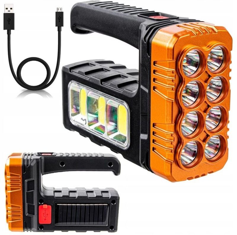LED-Solar-Taschenlampe, Suchscheinwerfer, POWERBANK, USB-Akku