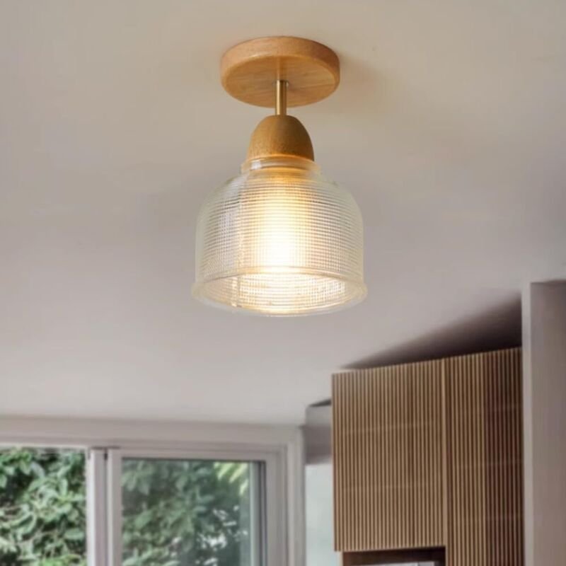 Kcvv - Kleine Deckenleuchte aus Glas für den Innenbereich, Deckenleuchte für den Balkon, Deckenleuchte aus japanischem H...