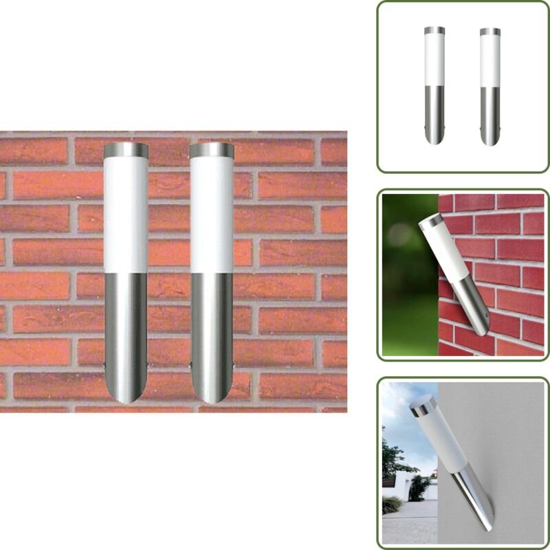 Außenwandleuchten 2 Stk. Edelstahl - Outdoor-Beleuchtung - Edelstahl Wandleuchte - Gartenbeleuchtung - led Wandleuchte -...