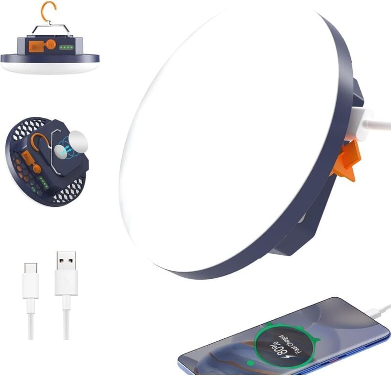 Tragbare Campinglaterne, 7200 mAh Powerbank, 2000 lm Zeltlampe wiederaufladbar, IP65 wasserdichte LED-Lampe für Camping,...