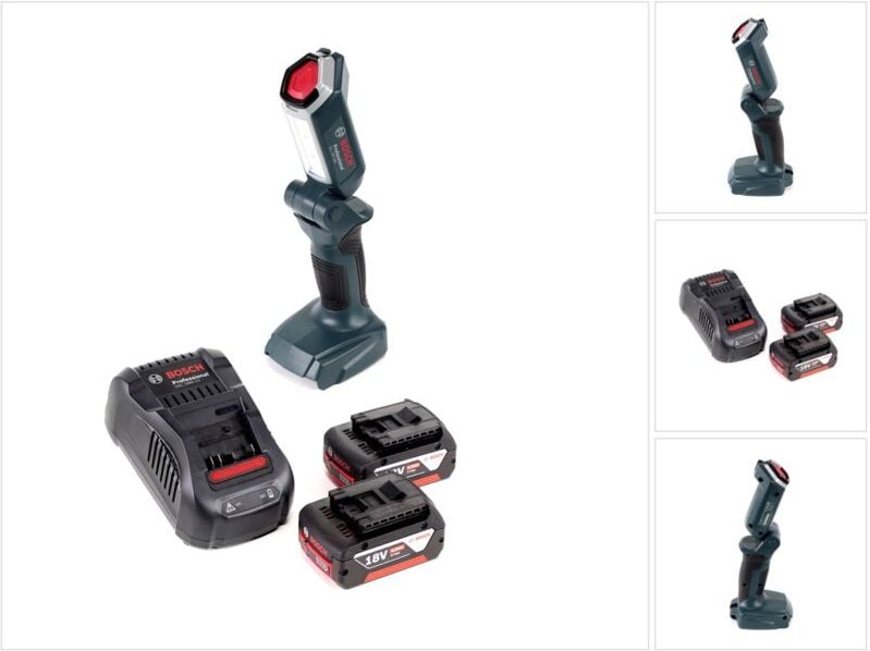 Bosch Professional GLI 18V-300 Akku Lampe + 2x GBA 18 V 4,0 Ah Akku + GAL 1880 Ladegerät