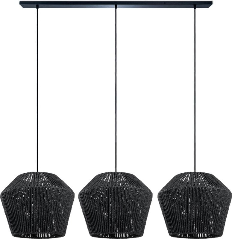 Pendelleuchte Esstisch Korb Boho Hängelampe Esszimmer Lampe E27 Rattan Pendelleuchte - Schwarz, Schwarz (Ø33cm) - Paco H...