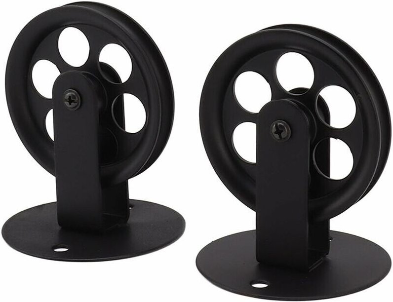 2 Stück Vintage-Deckenrollen, Wand- und Deckenheberollen, Abschlepprollen, schwarze Räder für elektrische Scheunenaufhän...