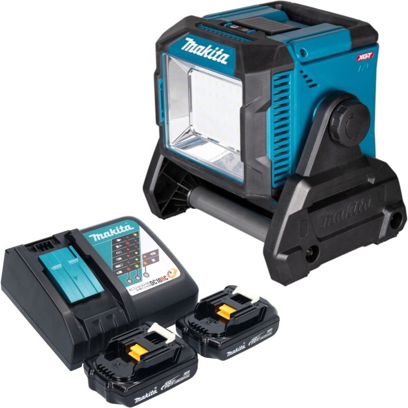 Makita ML 005 G RY Akku Baustellenleuchte 18 / 40 V max. 3.600 lm + 2x Akku 1,5 Ah + Ladegerät