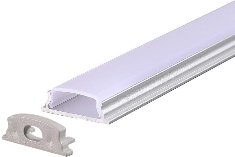 V-tac - Flexibles Aluminiumprofil für LED-Streifen, Satinweiß, 2000 x 18 x 6 mm