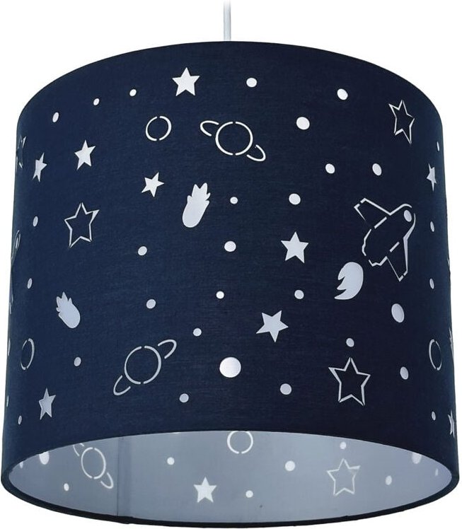 Thumbnail - Relaxdays Hängelampe Kinderzimmer, Weltraum-Motiv, HxD: 125 x 30 cm, Pendellampe für Mädchen & Junge, Kinderlampe, blau