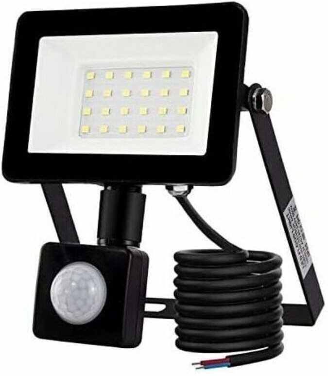 20-W-LED-Außenstrahler mit Bewegungsmelder, 6500 K. LED-Außenstrahler, Schutzart IP66, mit Sicherheitsbeleuchtung.