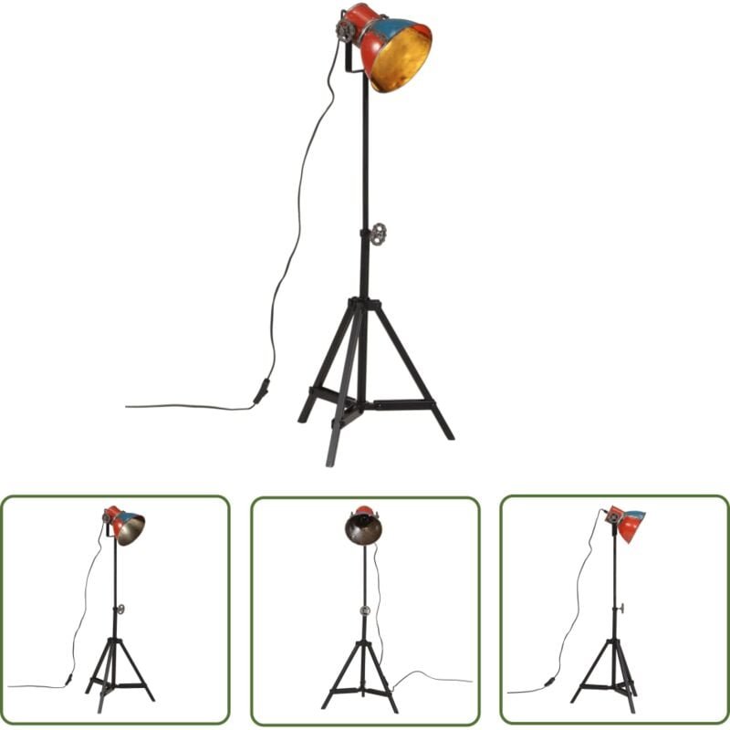 The Living Store Stehleuchte 25 W Mehrfarbig 35x35x65/95 cm E27 - Industrielampen - Stehlampe - Wohnraumleuchte - Eisenl...