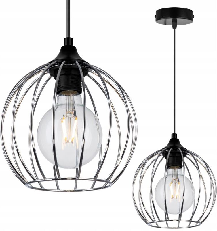 Decken-Hängelampe, Draht, Chrom, LED