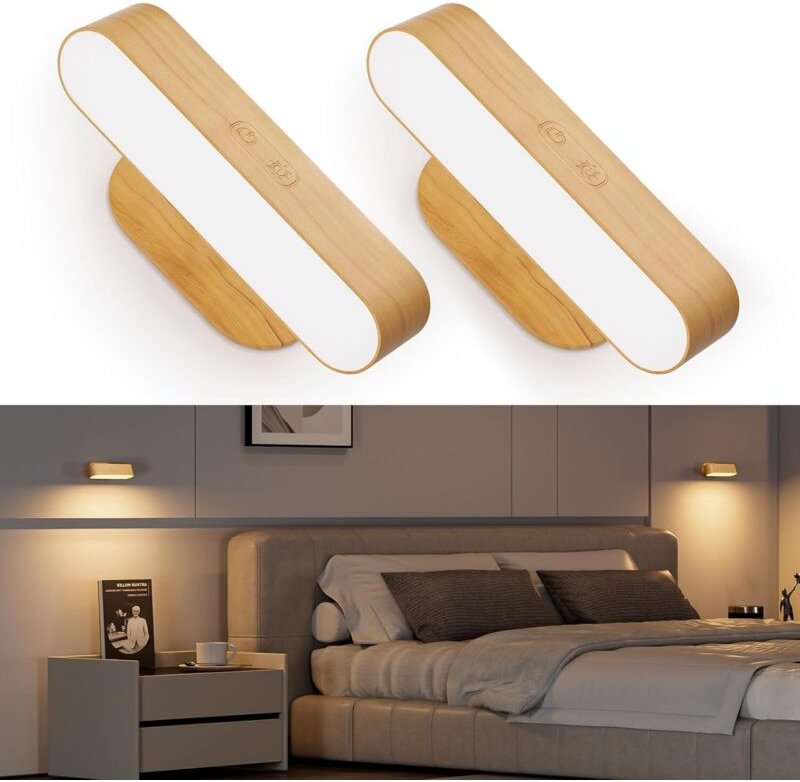 2er-Set Wandleuchten für den Innenbereich, wiederaufladbare kabellose LED-Wandleuchten, dimmbare berührungsempfindliche ...