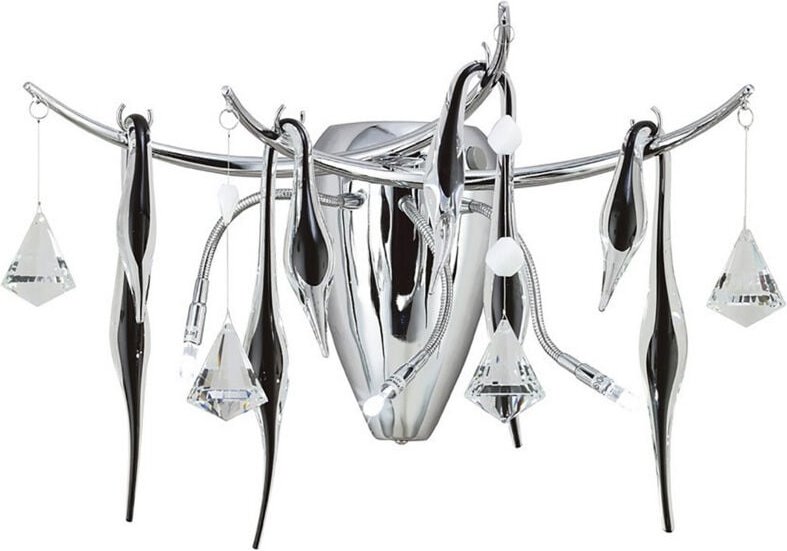 Inspired Cygnet Wandleuchte, 3-flammig, G4, poliertes Chrom/schwarzes Glas/Kristall, nicht kompatibel mit LED/CFL