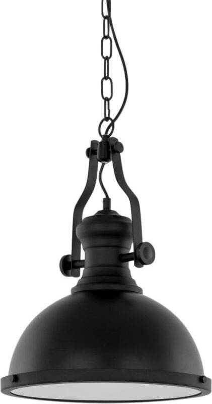 Maeva - Industrielle und Retro hängende Anhänger schwarz 1 Licht mit Glasschirm, E27 - Italux