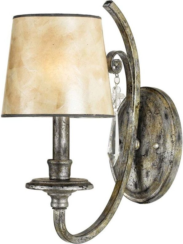 Wandleuchte Lampe Metall Glas Kristalle Silber h 34,3 cm Flurleuchte Klassisch