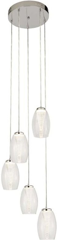 Hängeleuchte Pendelleuchte Wohnzimmerlampe LED Glas klar Stahl chrom 5-Flammig