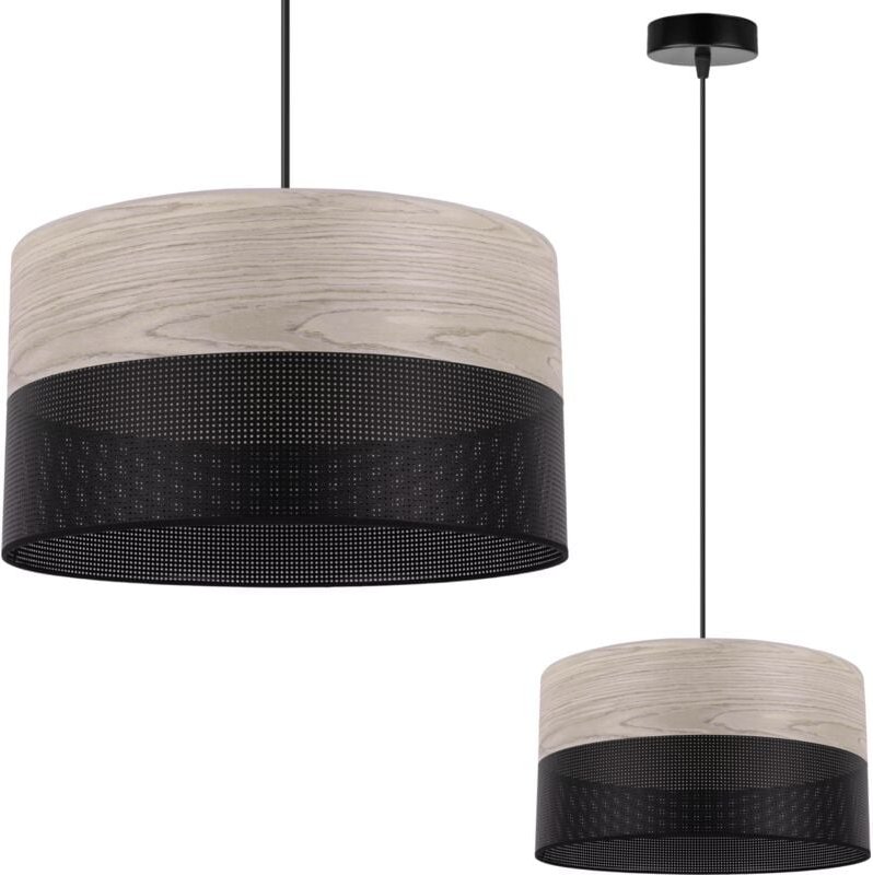 Einzelne Hängelampe, Lampenschirm aus weißem Eichenfurnier, 30 cm