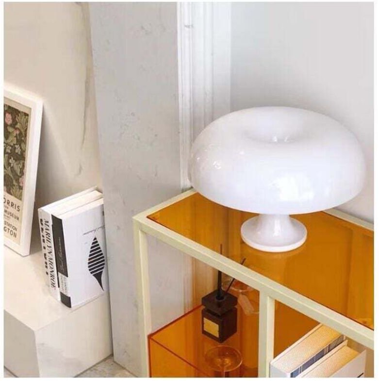 Thumbnail - Pilz-Tischlampe, modern, schlicht, nordisch, für Schlafzimmer, Nachttisch, Leselampe, Schreibtischlampe, weiß, Steckerty...
