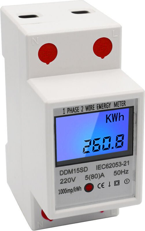 Einphasiger DIN-Schienen-Energiezähler 5-80A 220V 50Hz elektronischer kWh-Zähler mit hintergrundbeleuchtetem LCD-Digital...