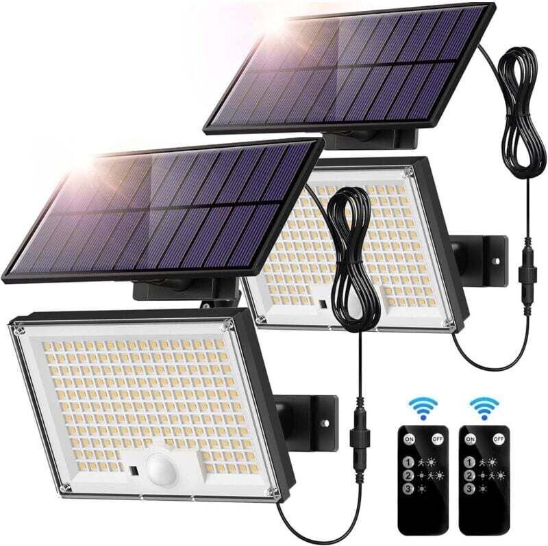 Stück Solar-Außenleuchten mit 172 LEDs, 3 Modi, Bewegungsmelder, IP65-Solarleuchte, LED-Solarstrahler mit 5 m Kabel (kal...