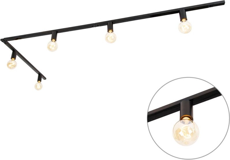 Modernes 1-Phasen-Schienensystem 5-flammig inkl. E27-Fassung schwarz - Jeana