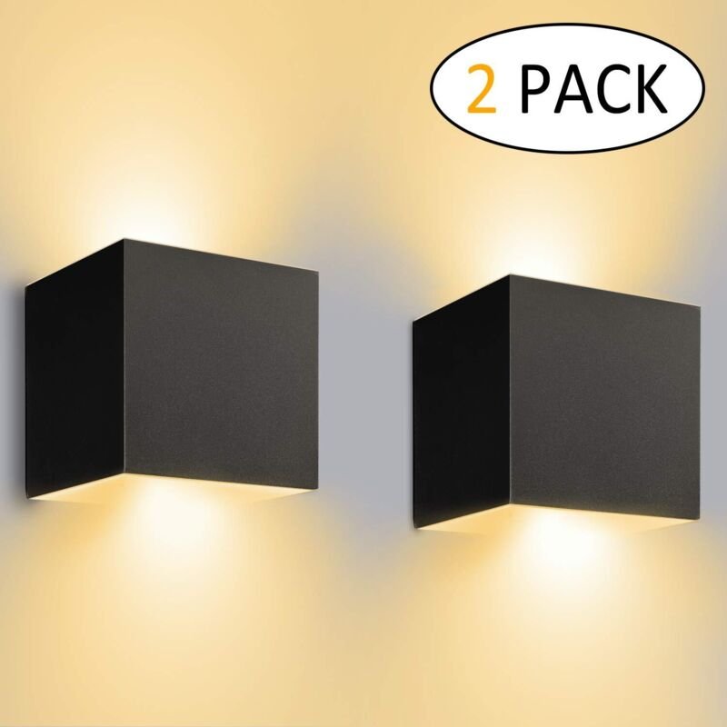 12w Schwarz LED Wandleuchte Moderne Wandlampe Warmweiße Aluminium Kronleuchter für Restaurant Cafe Büro Gang(2PCS)