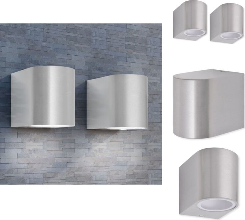 Außenbeleuchtung - Living Außenwandlampe 2 Stk - Silber