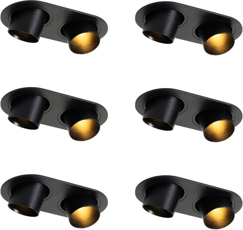Set mit 6 Einbaustrahlern schwarz GU10 35mm neigbar 2-Licht - Installa
