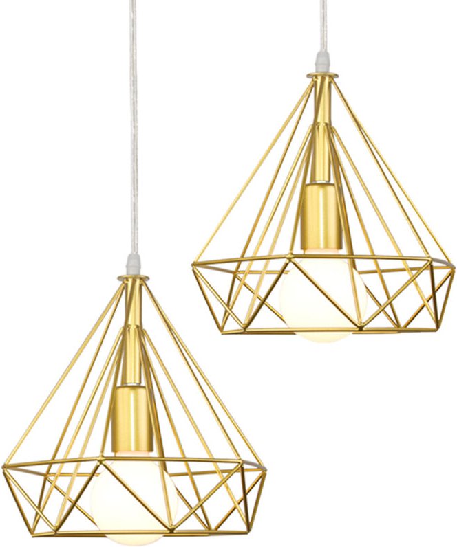 Industrielle Pendelleuchte E27 Ø25CM Metall Eisen Hängend Pendelleuchte für Wohnzimmer Esszimmer,2er Golden