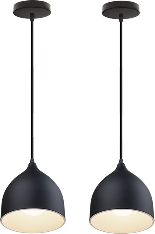 2 Stück Pendelleuchte Schwarz, Moderne Skandinavisch Hängelampe aus Metall E27 Mini Hängeleuchte für Wohnzimmer, Esszimm...