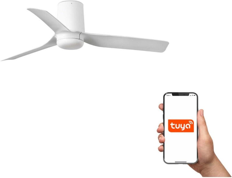 Faro Barcelona - Faro Mini Punt Tub Kleiner 3-Blatt-Deckenventilator Mattweiß Tuya Smart System