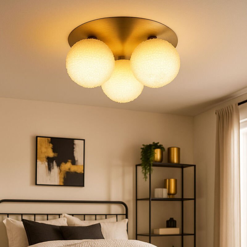 Globo Lighting - Spotlampe Deckenlampe Deckenleuchte Wohnzimmerlampe Esszimmerleuchte, 3 flammig, Glas weiß satiniert, 3...