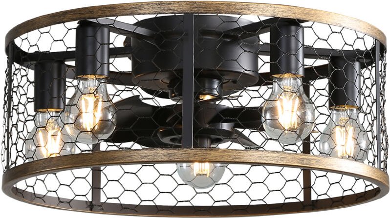 20-Zoll-Deckenventilator im industriellen Käfigstil, 7 ABS-Flügel, Fernbedienung, umkehrbarer Gleichstrommotor, kleiner ...