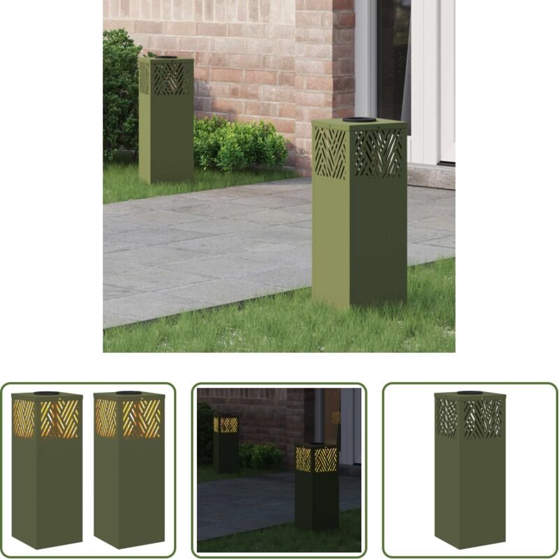 Außenbeleuchtung - Solar LED Weg Licht 2 pcs Olive Grün Kalt gewalzter Stahl