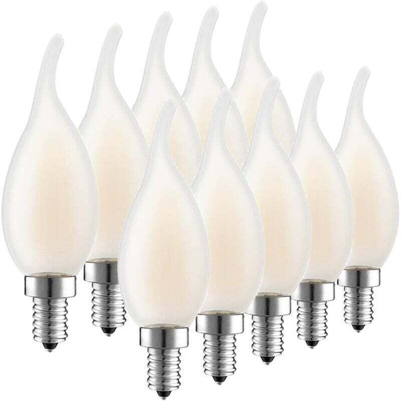 E14 dimmbare LED-Filamentlampe, 10 flammenähnliche LEDs, 4 Watt Leistungsaufnahme, entspricht einer 40-Watt-Glühlampe, w...