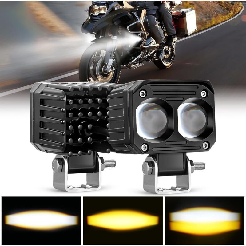 2,5-Zoll-Motorrad-Zusatzscheinwerfer, weiß-gelb, Spot und Nebelscheinwerfer, LED-Pods, IP67 wasserdicht, Offroad-Zusatzb...