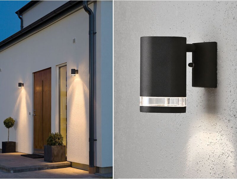 Konstsmide - 2er-Set Aluminium Wandleuchte modena schwarz, GU10, Höhe 13,5 cm, IP44