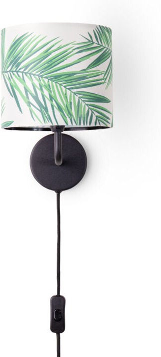 Tischlampe Schreibtischlampe Wandlampe Stoff Nachttisch E14 Blumen Jungle Deko Wandleuchte - Schwarz, Design 4 (Ø18 cm) ...