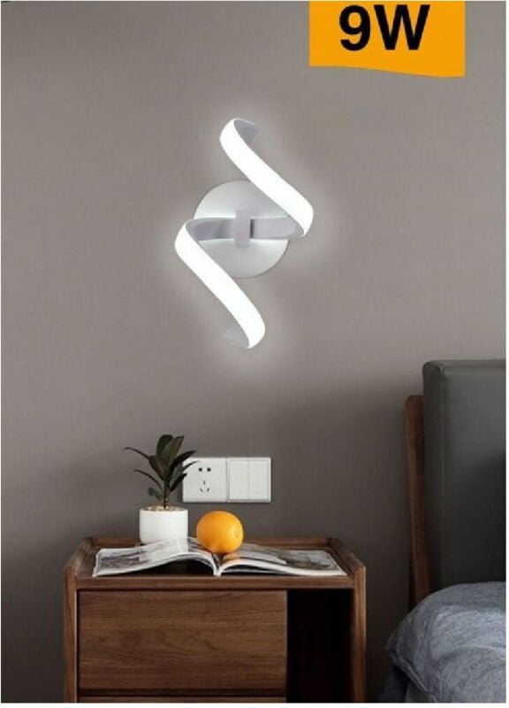 Trade Shop Traesio - Trade Shop - led Wandleuchte 9 Watt Spirale Curve natürliches Licht kalt warm E58 weiß -