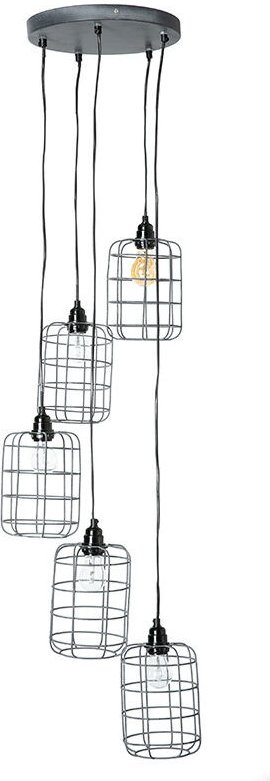 Industrial-Pendelleuchte aus 5 gestuften Lampen aus patiniertem Metall mit Antik-Effekt loft