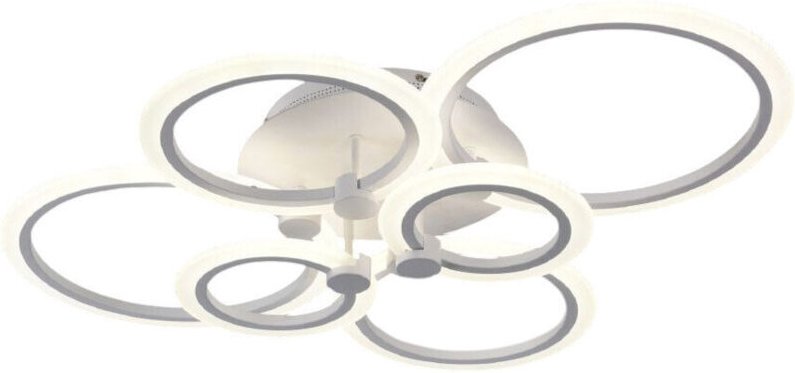 Trade Shop - LAMPADARIO LED CCT 3 TONALITÀ 3000K-6500K PLAFONIERA 51W CON 6 CERCHI DESIGN MODERNO C08-3C -