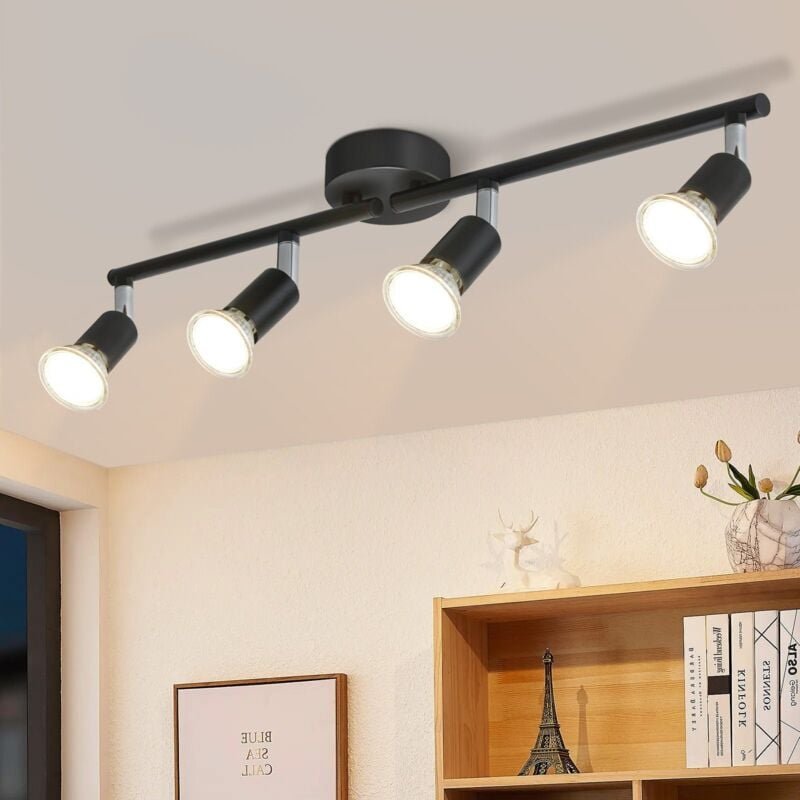 Thumbnail - GBLY LED Deckenstrahler 4 Flammig Wohnzimmer 2er - Schwarz Deckenleuchte Modern Deckenlampe GU10 Deckenspot Schwenkbar 3...