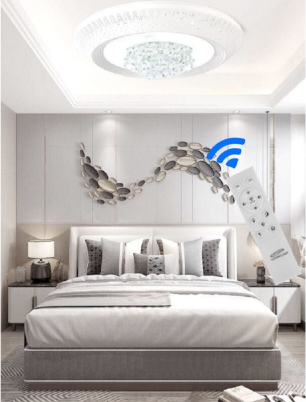 Thumbnail - Trade Shop - plafoniera 166 watt lampadario soffitto mille una notte 3 toni luce telecomando - -klein -