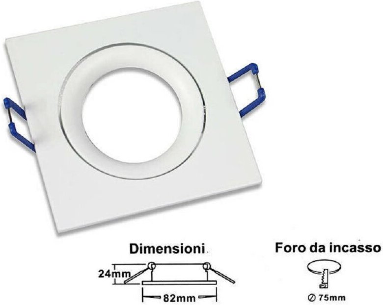 Trade Shop Traesio - Trade Shop - quadratischer einbau-spotlight-halter einstellbarer spotlight mit federn 75 mm loch P2...