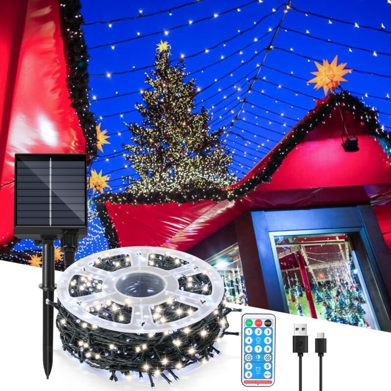 SWANEW 100M 100 LED Solar Lichterkette IP44 8 Modi Innen Außen WeihnachtenParty Garten Hochzeit Wasserdicht Beleuchtung ...