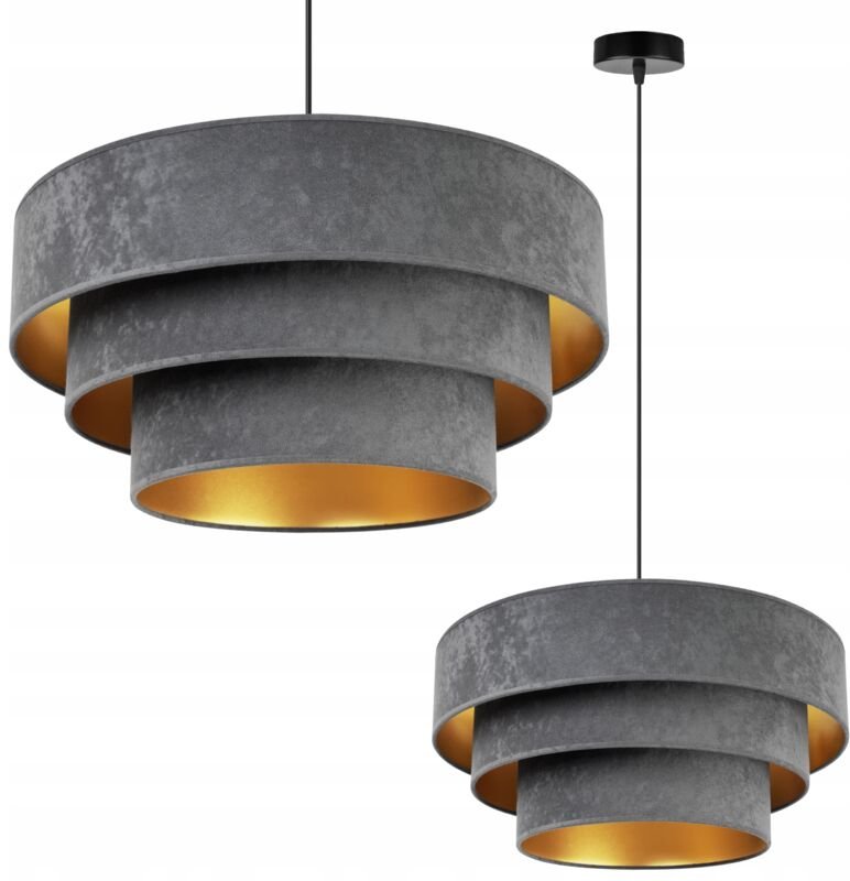 Hängelampe Deckenleuchter Goldener Samt Lampenschirm